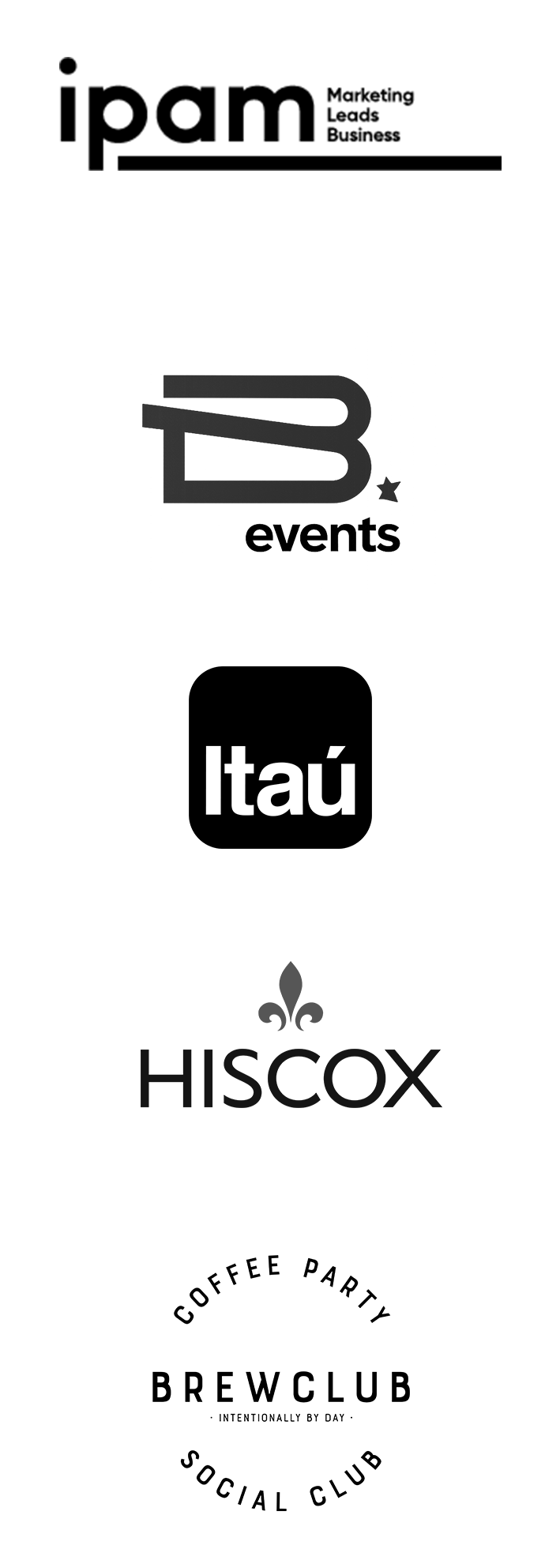 ipam, B.events, Itaú, Hiscox, Brewclub
